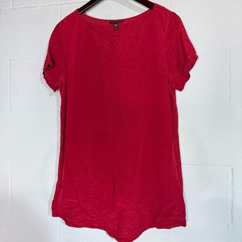 Eileen Fisher Red Silk Top